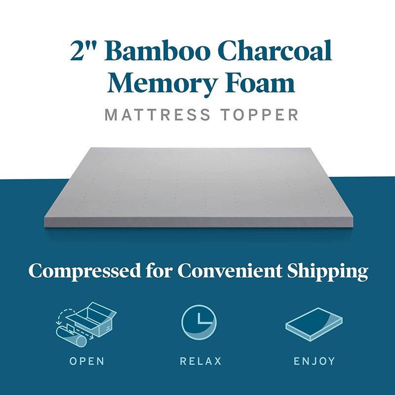 2 Inch Thick Ventilated Bamboo Charcoal Memory Foam Mattress Topper