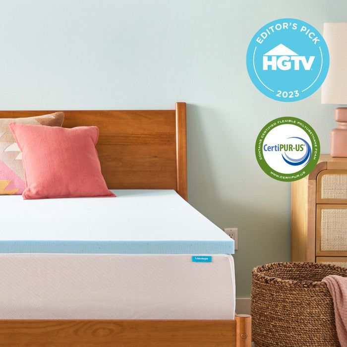 2 Inch Blue Gel L-Spa Memory Foam Topper