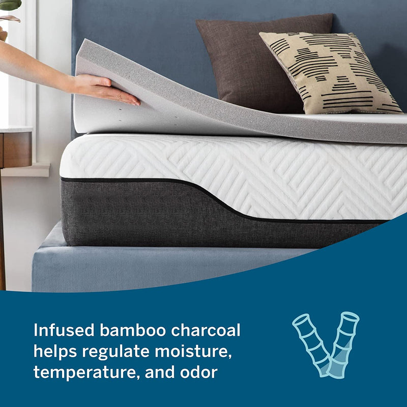 2 Inch Thick Ventilated Bamboo Charcoal Memory Foam Mattress Topper