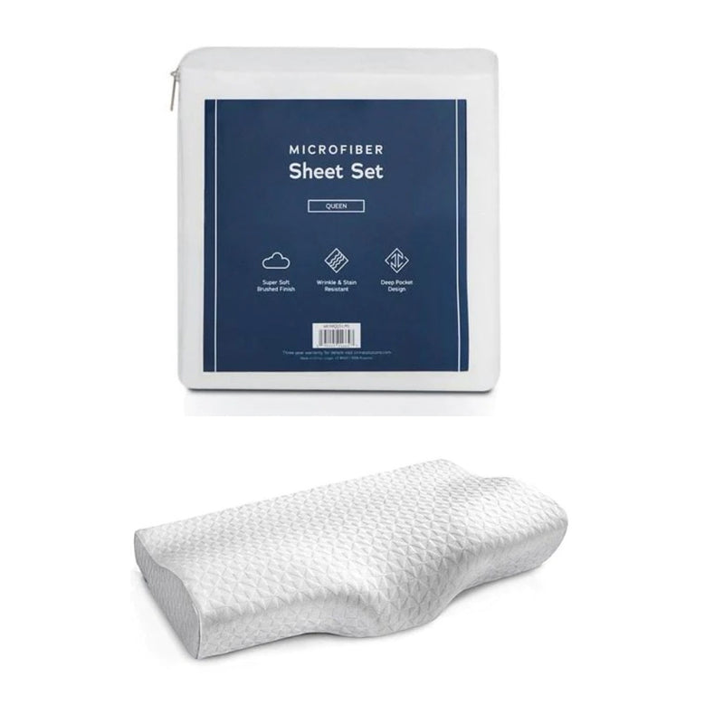 Cooling Microfiber Sheet Set & CarbonCor Pillow Value Bundle